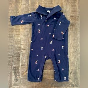 Janie and Jack, Boy, Bulldog Jumper, Navy Blue, Size 6-12 M, Pet-Free Home